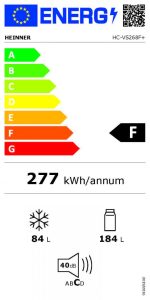 Combina frigorifica HEINNER HC-VS268F+, 268 l, Clasa F, Alb - imagine 3