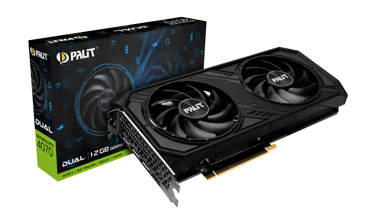 overlay_4b63e6f5c71c6e59491f29e110e17b96.png Placa Video PALIT GEFORCE RTX 4070 DUAL 12GB GDDR6 192 - imagine 1