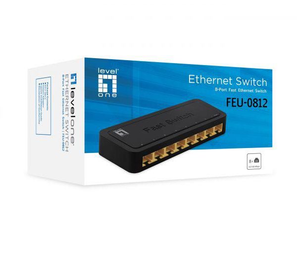 LevelOne FEU-0812 8-Port Fast Ethernet Switch, 130.7 x 52 x