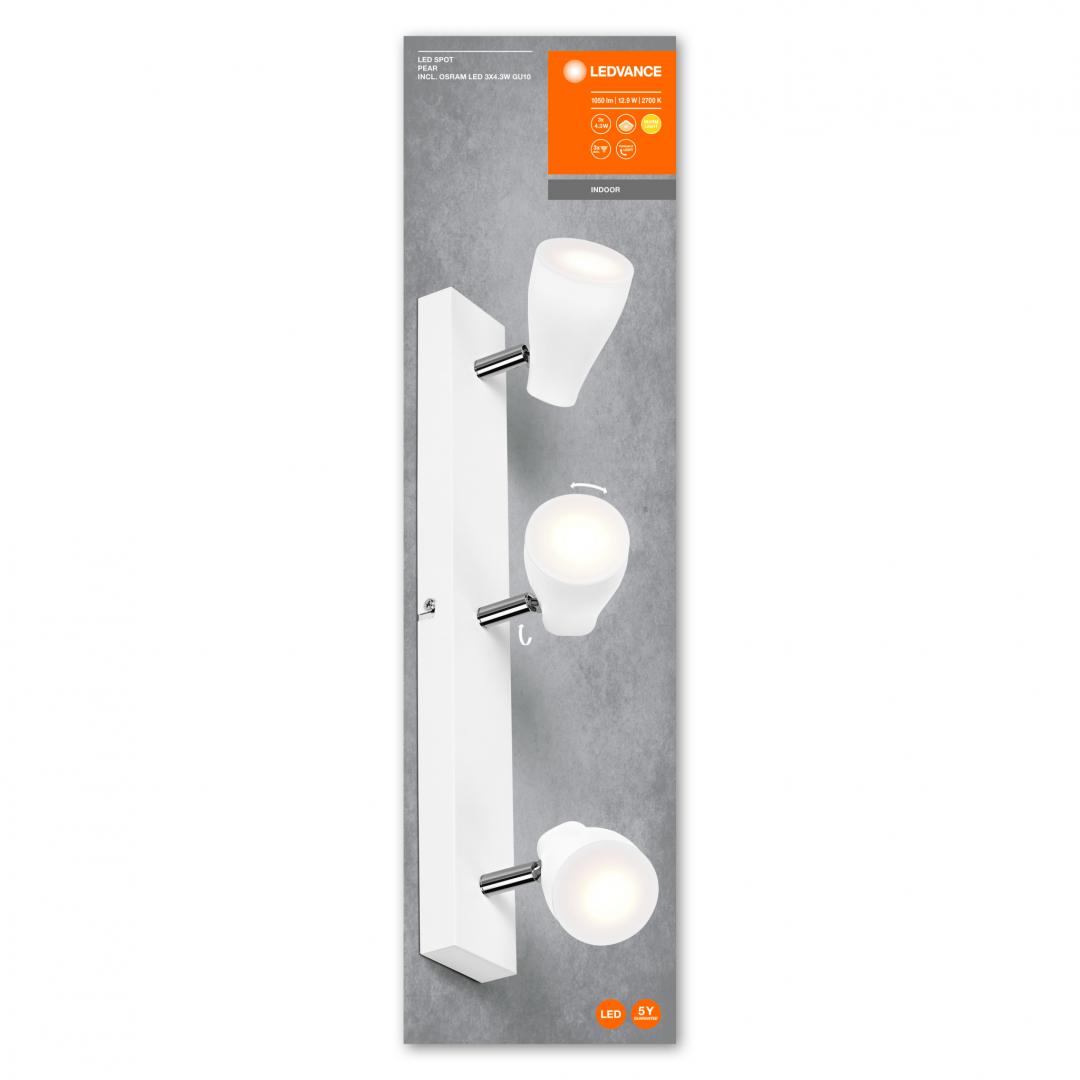 overlay_4cca72b2d8bb65a17b567be5f4418e19.jpg Spot LED triplu ajustabil Ledvance Pear, 3xGU10, 3x4.3W, 1050 lm, - imagine 1