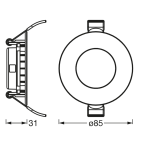 Spot LED incastrat Ledvance RECESS DOWNLIGHT SLIM, 4.5W, 240 lm, - imagine 2