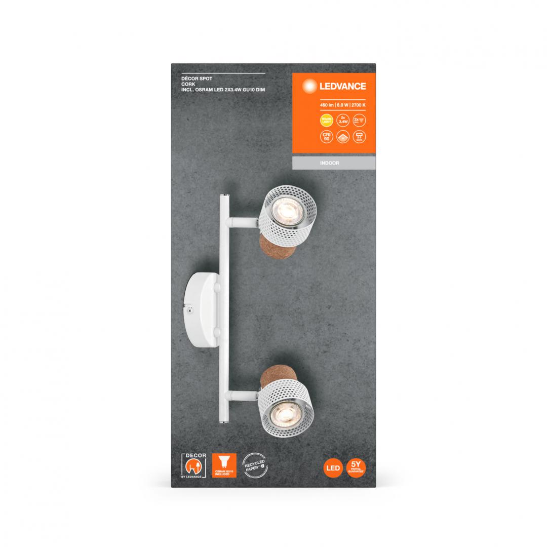 overlay_4efc422db96744276781edea1e8a6eb2.jpg Spot LED dublu ajustabil Ledvance DECOR CORK, 2xGU10, 2x3.4W, 460 - imagine 1