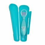 Lingurita silicon cu suport tip ventuza,blue, U-Grow