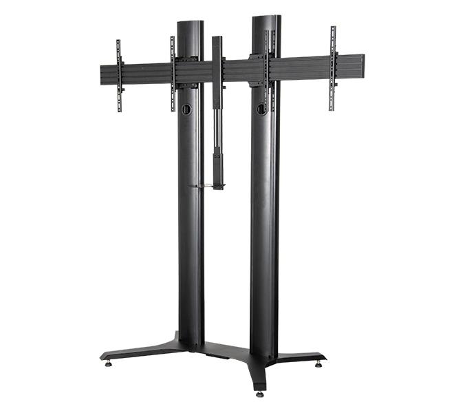 overlay_5109a5f3f2175180c9723faeac47cb35.jpg Stand mobil dublu B-Tech 56-65" 2m, negru - imagine 1