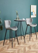 SET 2 SCAUNE DE BAR RETRO - LIGHT GREY - imagine 6