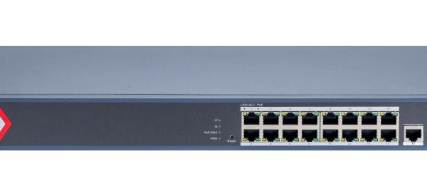Switch PoE Hikvision DS-3E1518P-EI/M: 16 x gigabit PoE RJ45 ports,