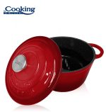 SEMIOALA FONTA EMAILATA+CAPAC 28X13 CM, 6L, RED LINE, COOKING BY - imagine 3