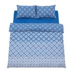 Lenjerie dubla 100% bumbac 4 piese, Blu