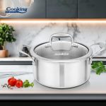SEMIOALA INOX+CAPAC STICLA 24x12CM, 5L, ATOMIC3, COOKING BY HEINNER - imagine 5