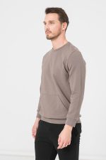 BLUZA COTON CASUAL BARBATI TAUPE-L - imagine 4