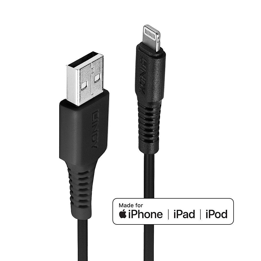 overlay_61ddf7122b895b05f6c526606284b1a2.jpg Cablu Lindy 1m USB A 2.0 to Lightning, negru - imagine 1