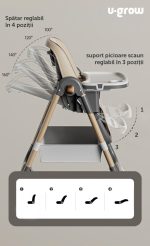 Scaun de masa cu inaltime reglabila, spatar ajustabil in 4 - imagine 2