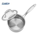 CASEROLA INOX+CAPAC STICLA 16x8.5CM,1.6L, ATOMIC3, COOKING BY HEINNER - imagine 2
