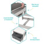 Set masuta si 2 scaune pentru copii , alb MDF, - imagine 4