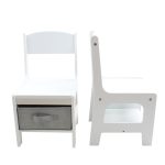 Set masuta si 2 scaune pentru copii , alb MDF, - imagine 5