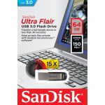 Memorie USB SanDisk Ultra Flair 64 GB, USB 3.0, Negru - imagine 2