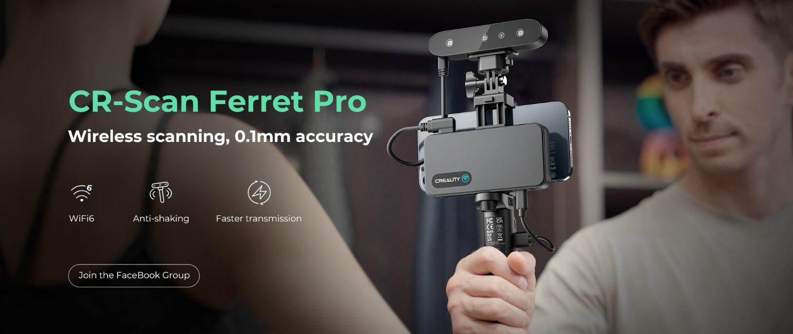 overlay_6ce33a8213d142f83bbe9bc6733a3870.jpg CREALITY 3D SCANNER CR-SCAN FERRET PRO, Rezolutie 3D: 0.16mm, Distanta - imagine 1