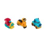 SET 3 VEHICULE ACTIONATE PRIN INERTIE- MASINUTA ALBASTRA, TREN ROSU, - imagine 2