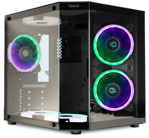 Carcasa Spacer Aquarium, RGB, Micro Tower, Black