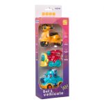 SET 3 VEHICULE ACTIONATE PRIN INERTIE- MASINUTA ALBASTRA, TREN ROSU, - imagine 3