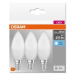 3 Becuri LED Osram Base Classic B, E14, 4.9W (40W),
