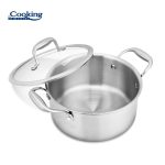 SEMIOALA INOX+CAPAC STICLA 24x12CM, 5L, ATOMIC3, COOKING BY HEINNER - imagine 3