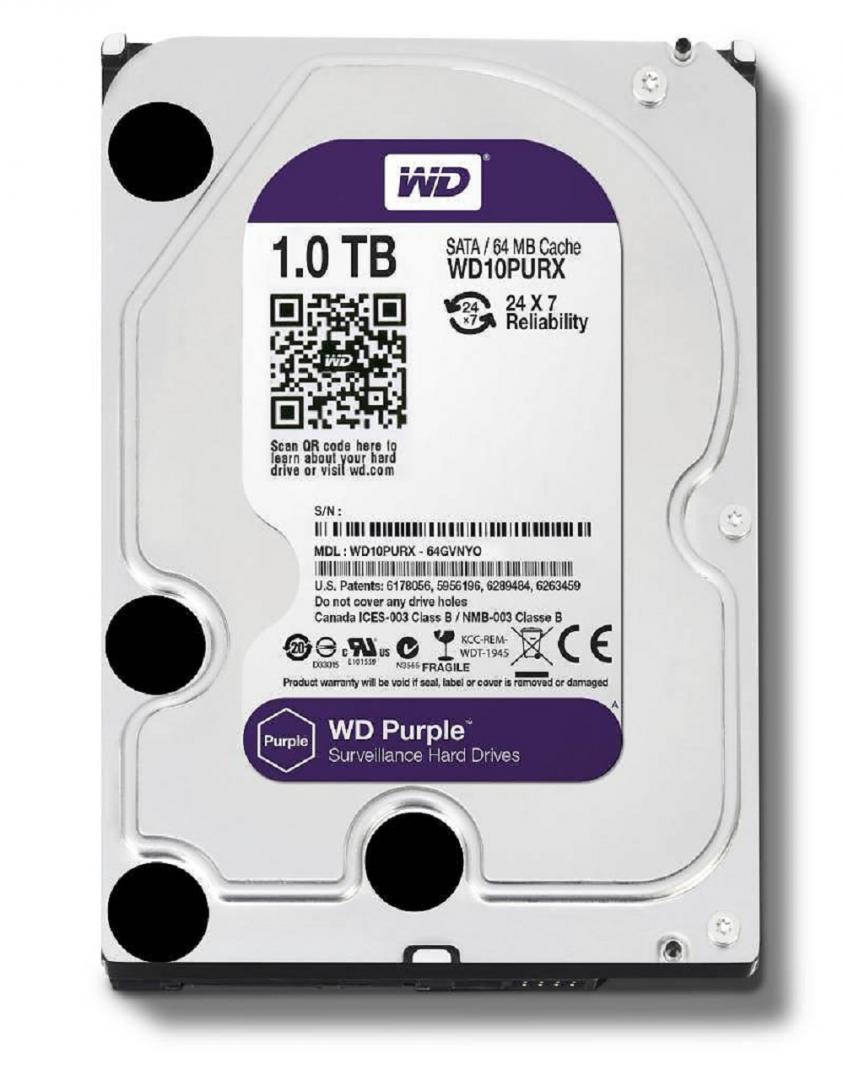 overlay_7af02da6998111c698794fc0f67f94df.jpg HDD Surveillance WD Purple, 1TB, 5400RPM, 64MB, SATA III - imagine 1