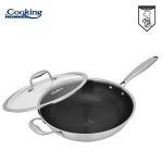 TIGAIE WOK INOX + CAPAC STICLA 30x8.5 CM, 4.5L, TITANIUM3, - imagine 2