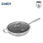TIGAIE WOK INOX + CAPAC STICLA 30x8.5 CM, 4.5L, TITANIUM3,