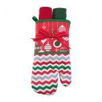 Set manusa bucatarie si 2 prosoape Red