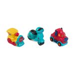 SET 3 VEHICULE ACTIONATE PRIN INERTIE- MASINUTA ROSIE, TREN GALBEN, - imagine 3