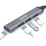 Hub extern Spacer USB 3.0, cablu 1m, aluminiu - imagine 2