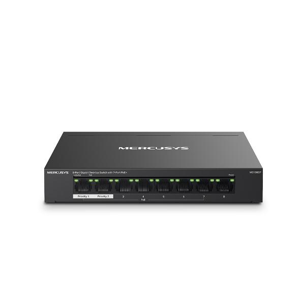 Switch Mercusys Desktop  8 porturi Gigabit, MS108GP, 7 porturi
