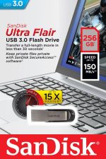 Memorie USB SanDisk Ultra Flair 256 GB, USB 3.0, Negru - imagine 2
