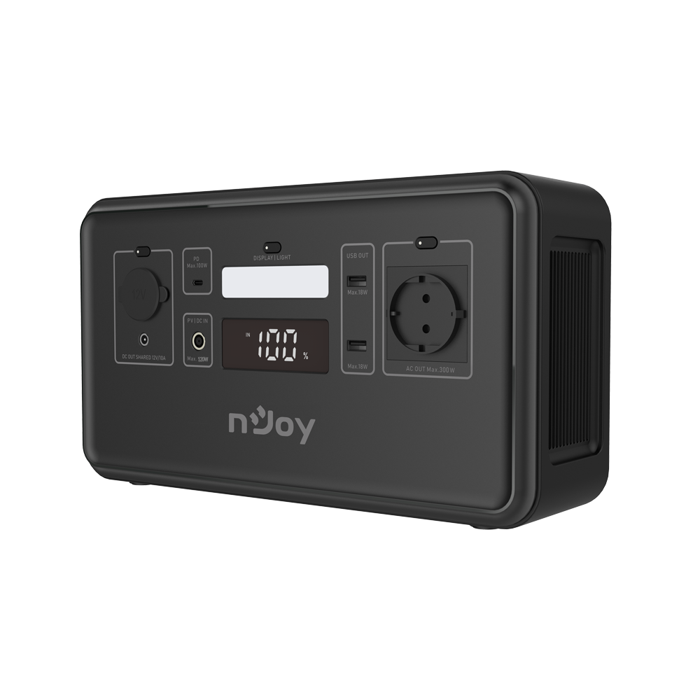 overlay_8b1b25ca22e61072c93167f75a68cfba.png Statie portabila pentru exterior NJOY POWER BASE 300, adaptor AC - imagine 1