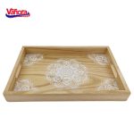 TAVĂ DIN LEMN PENTRU SERVIRE CU MODEL MANDALA, VANORA HOME - imagine 2