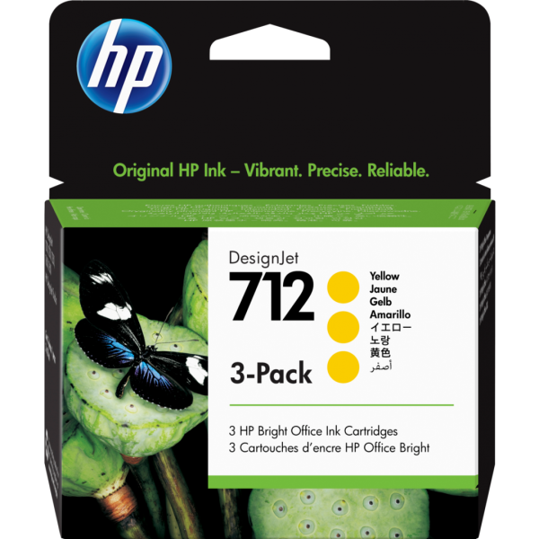 HP 3ED79A YELLOW INKJET CARTRIDGE 3-PACK, 29ML, pentru: DesignJet T210,