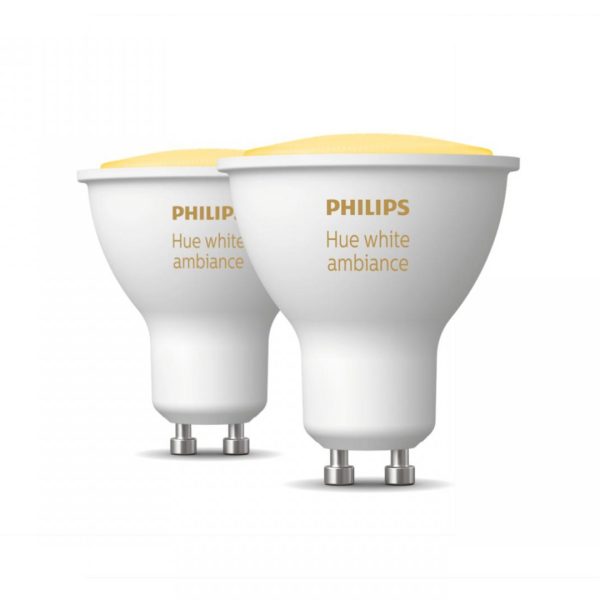2 Becuri LED inteligente Philips Hue Spot, Bluetooth, GU10, 5W