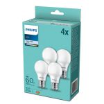 4 Becuri LED Philips A60, E27, 8W (60W), 806 lm,