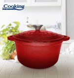 SEMIOALA FONTA EMAILATA+CAPAC 28X13 CM, 6L, RED LINE, COOKING BY - imagine 2