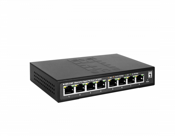 LevelOne GES-2108P Hilbert 8-Port Gigabit PoE Smart Lite Switch, 802.3at/af PoE, 8