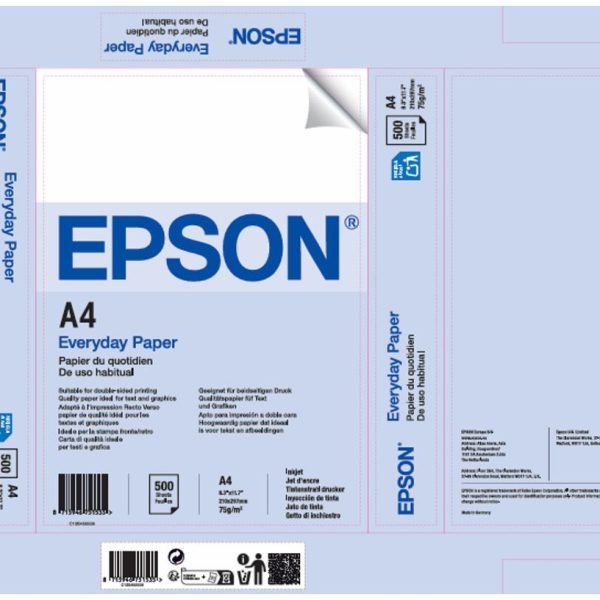Hartie Epson A4 de uz zilnic, alba, 210 mm x
