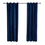 Set 2 draperii catifea 140x270 cm- Albastre - imagine 2