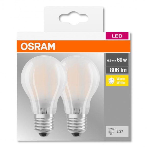 2 Becuri LED Osram Base Classic A, E27, 7W (60W),