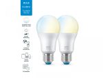 2 Becuri LED inteligente WiZ Connected Whites A60, Wi-Fi, E27, - imagine 2