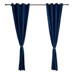 Set 2 draperii catifea 140x270 cm- Albastre - imagine 4