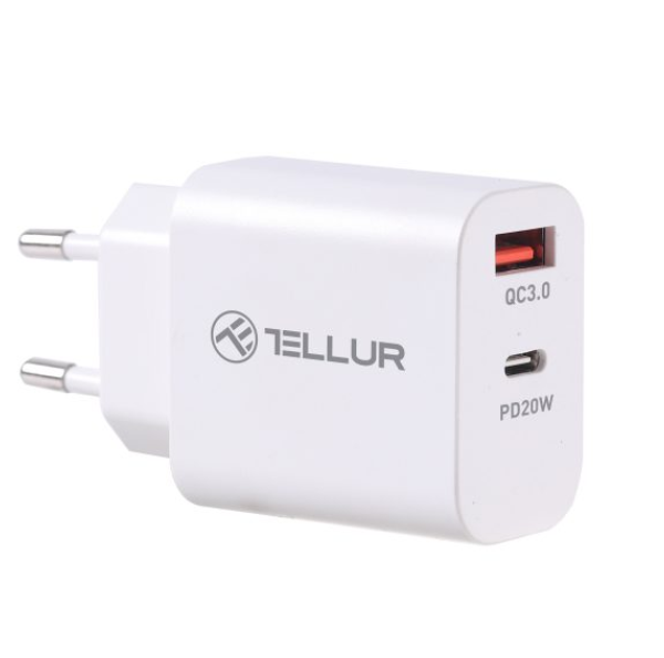 Incarcator priza Tellur PDHC101 Dual Port, PD 20W + QC3.0