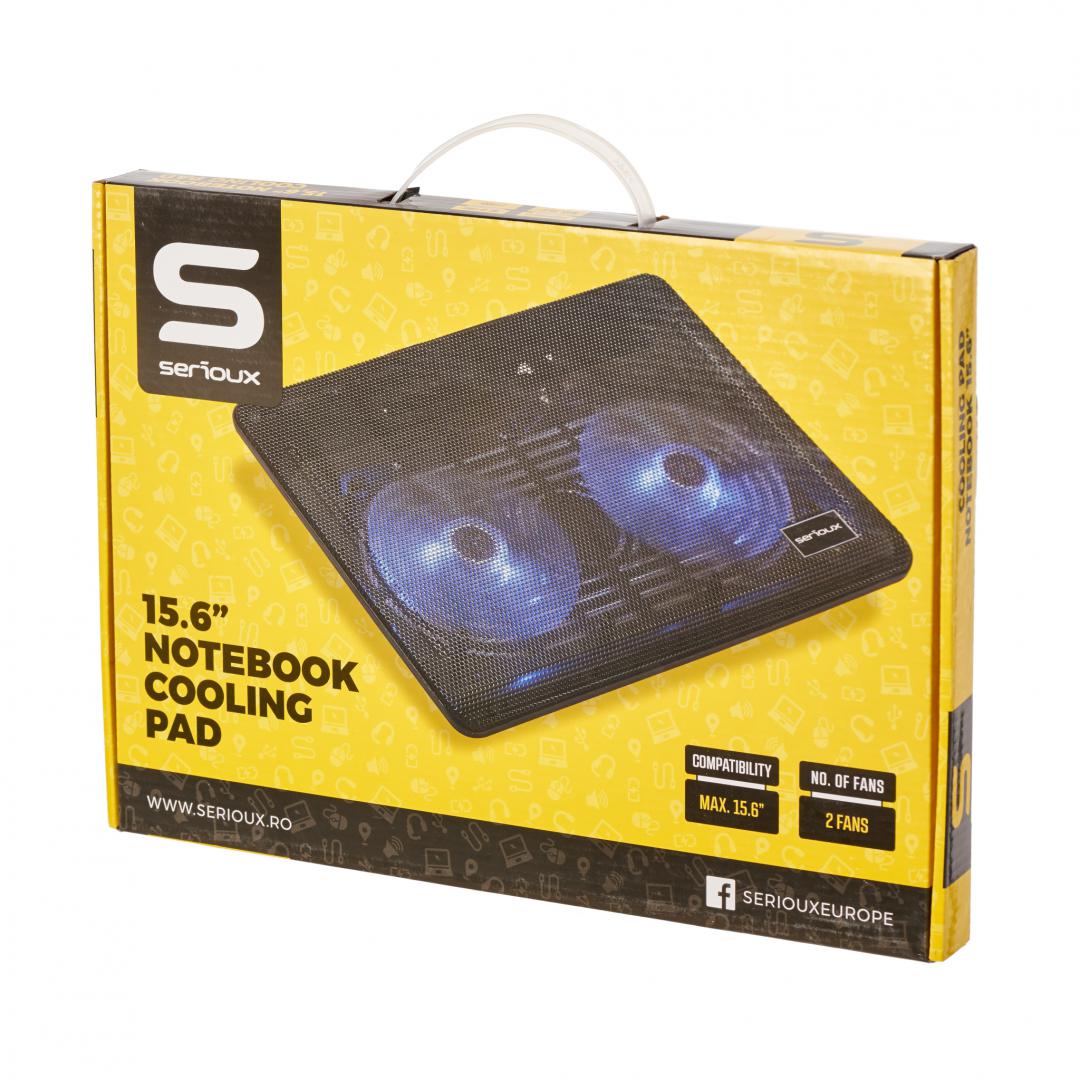 overlay_a0d171d588d3137047c64c6a8e9c0700.jpg Cooling pad Serioux, SRXNCP007, Dimensiuni: 340*250*23mm, Compatibilitate maxima laptop: 15.6 - imagine 1