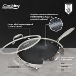 TIGAIE WOK INOX + CAPAC STICLA 30x8.5 CM, 4.5L, TITANIUM3, - imagine 6