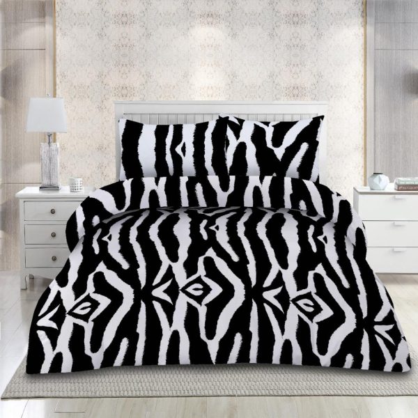 Set de pat din microfibra, 4 piese King Size, Zebra